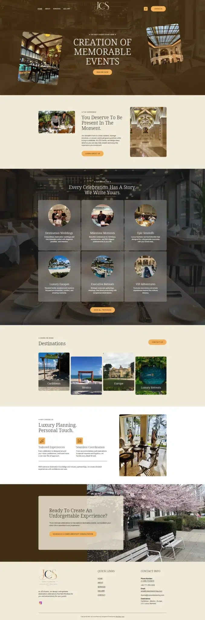CS Events (JCS Event Planning) – Event Planning & Tours Website Design by Next Nova Technologies