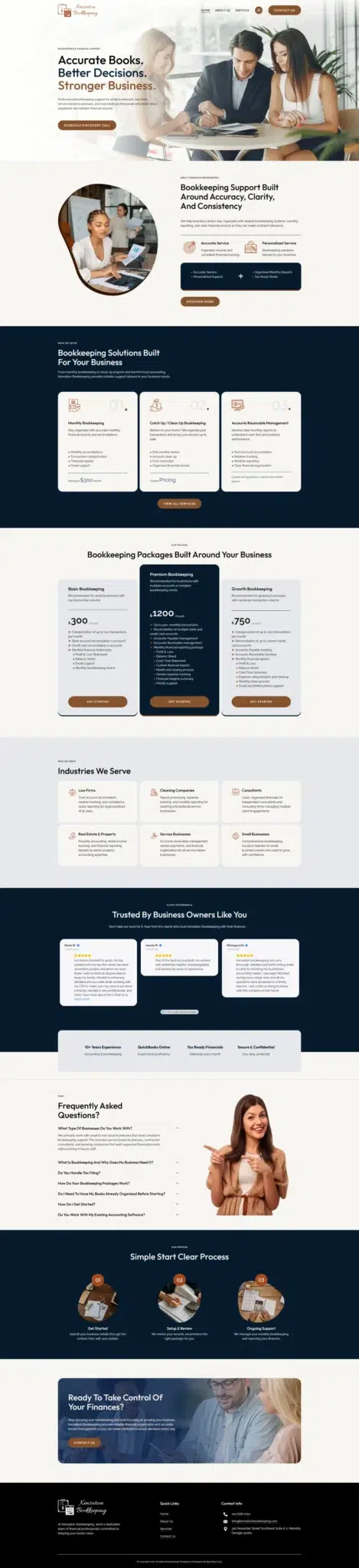 Kensation Bookkeeping – Finance & Accounting Services Website Design by Next Nova Technologies
