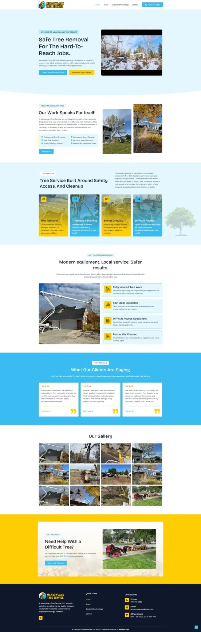 Meadowlark Tree Service – Professional Tree Care & Landscaping Website Design by Next Nova Technologies