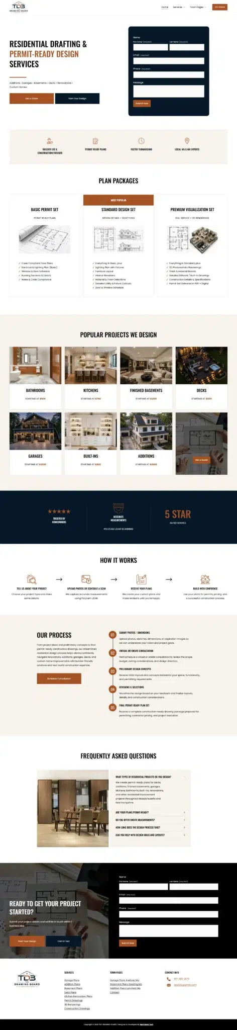 The Drawing Board – Architectural Plans & Home Improvement Website Design by Next Nova Technologies