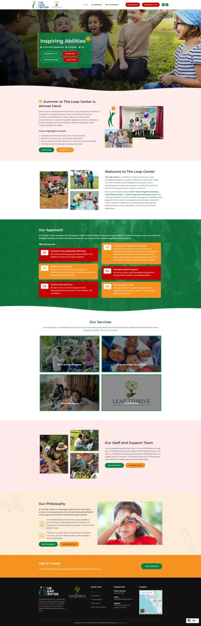 The Leap Center – Coaching & Youth Education Website Design by Next Nova Technologies