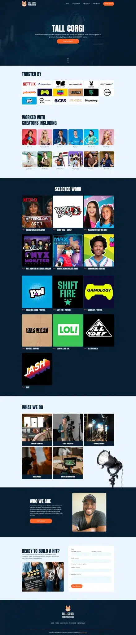 Tall Corgi Productions – Media Production Company Website Design by Next Nova Technologies