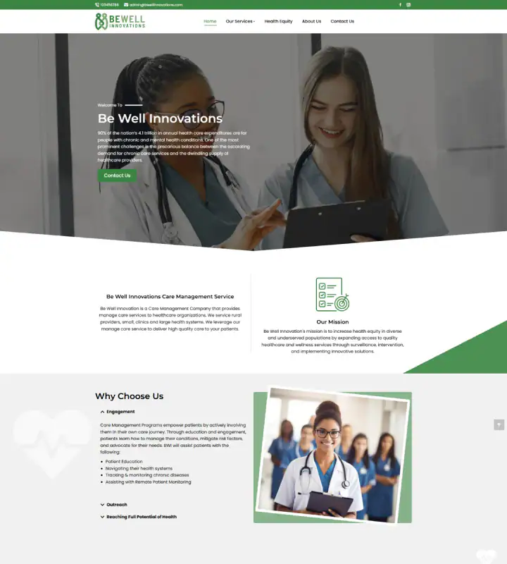 Be Well Innovations website