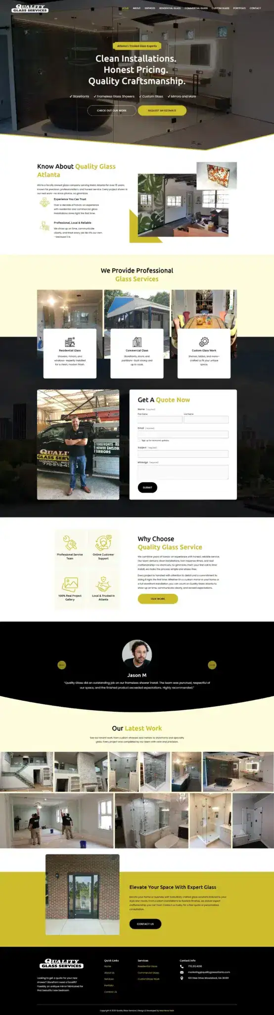 Quality Glass Services website