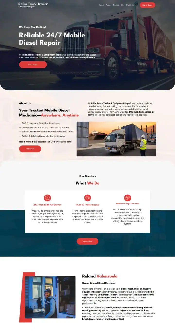 Rollin Truck Trailer website