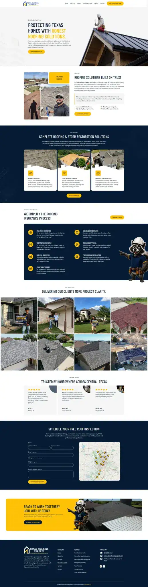 Total Building Experts website, full page