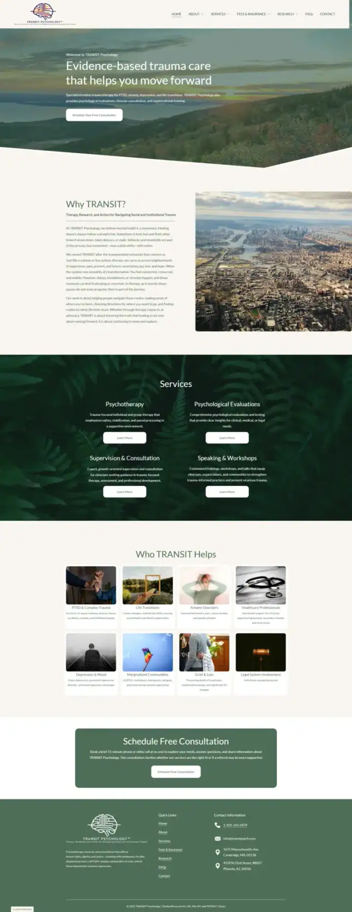 Transit Psychology website homepage