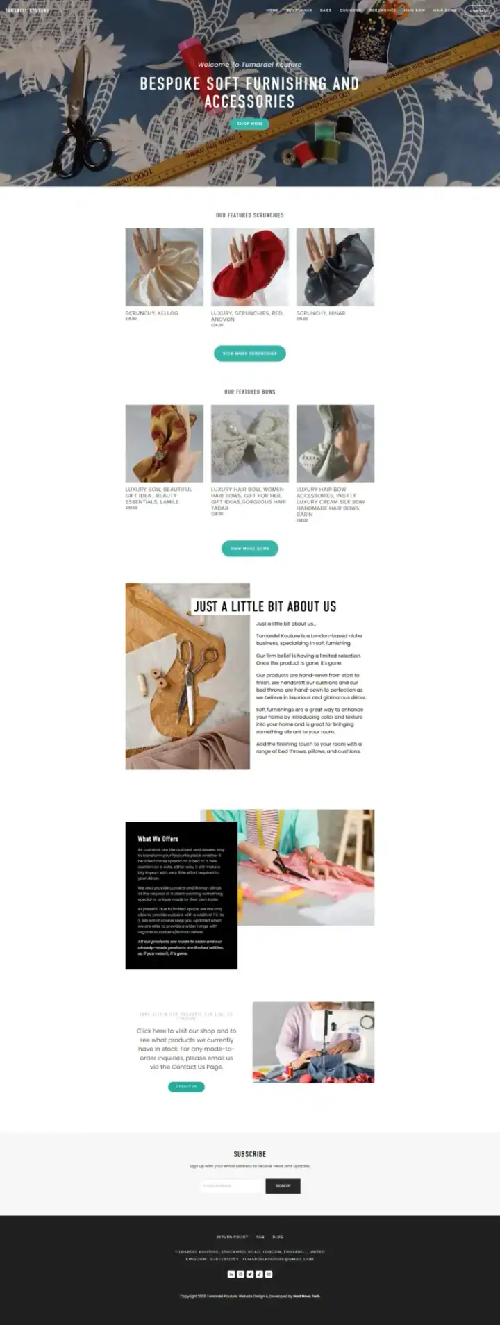 Tumardel Kouture website, full page