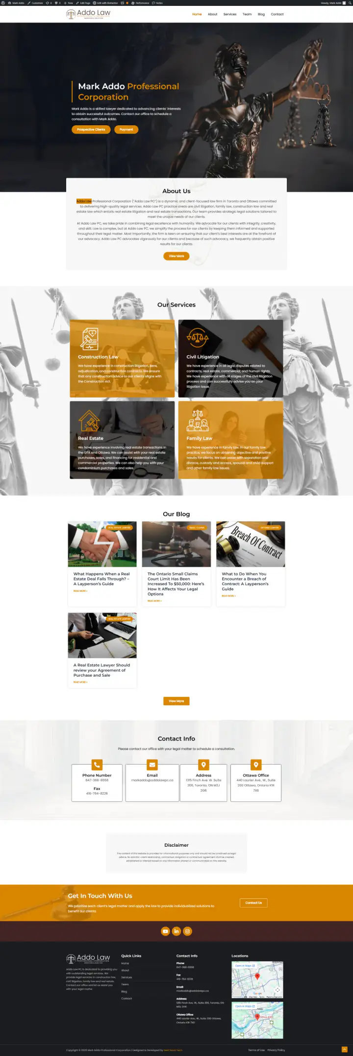 Addo Law website homepage